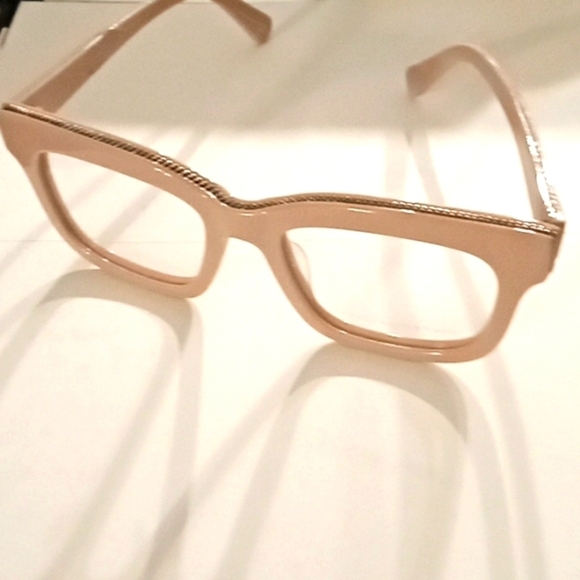 Stella mcCartney muted rose glasses with silver chain embellishment. - Picture 1 of 5